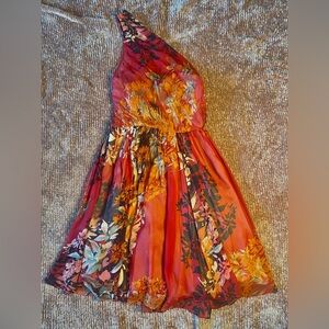 New Floral Tracy Reese One-Shoulder women’s chiffon Grecian dress 6